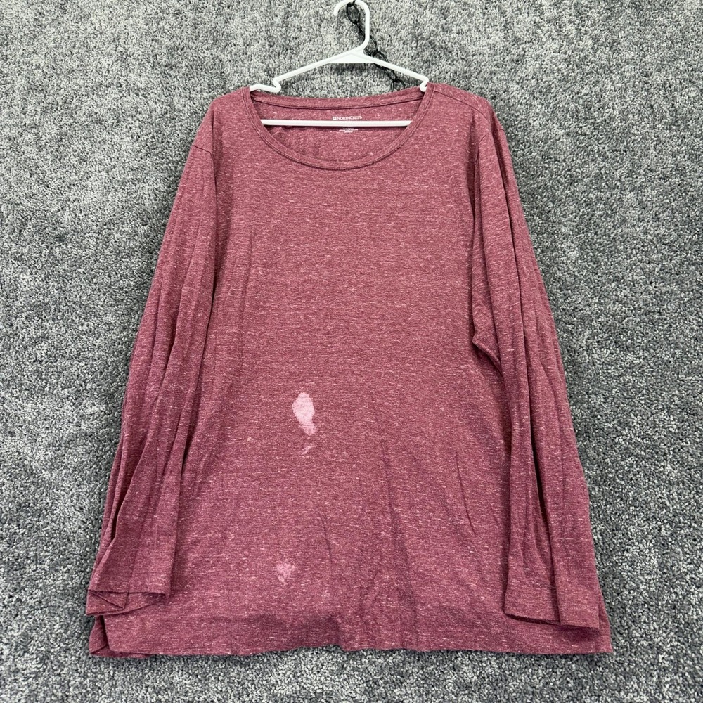Northcrest Top Womens 3X Plus Red Pink Long Sleeve Scoop Neck Jersey T Shirt